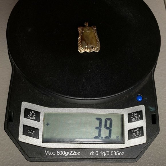 c1976 Carved Jade Cicada 14K Gold Handmade Pendant Brooch Combo Vintage Jewelry - Picture 10 of 12